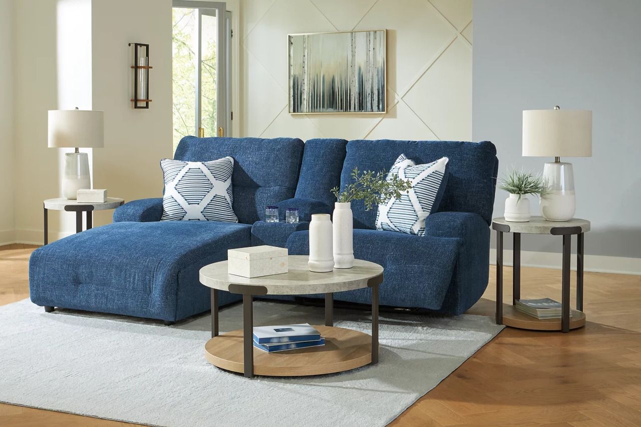 Acklen Place 3-Piece LAF Power Reclining Sectional Sofa with Chaise In Navy 93607S5