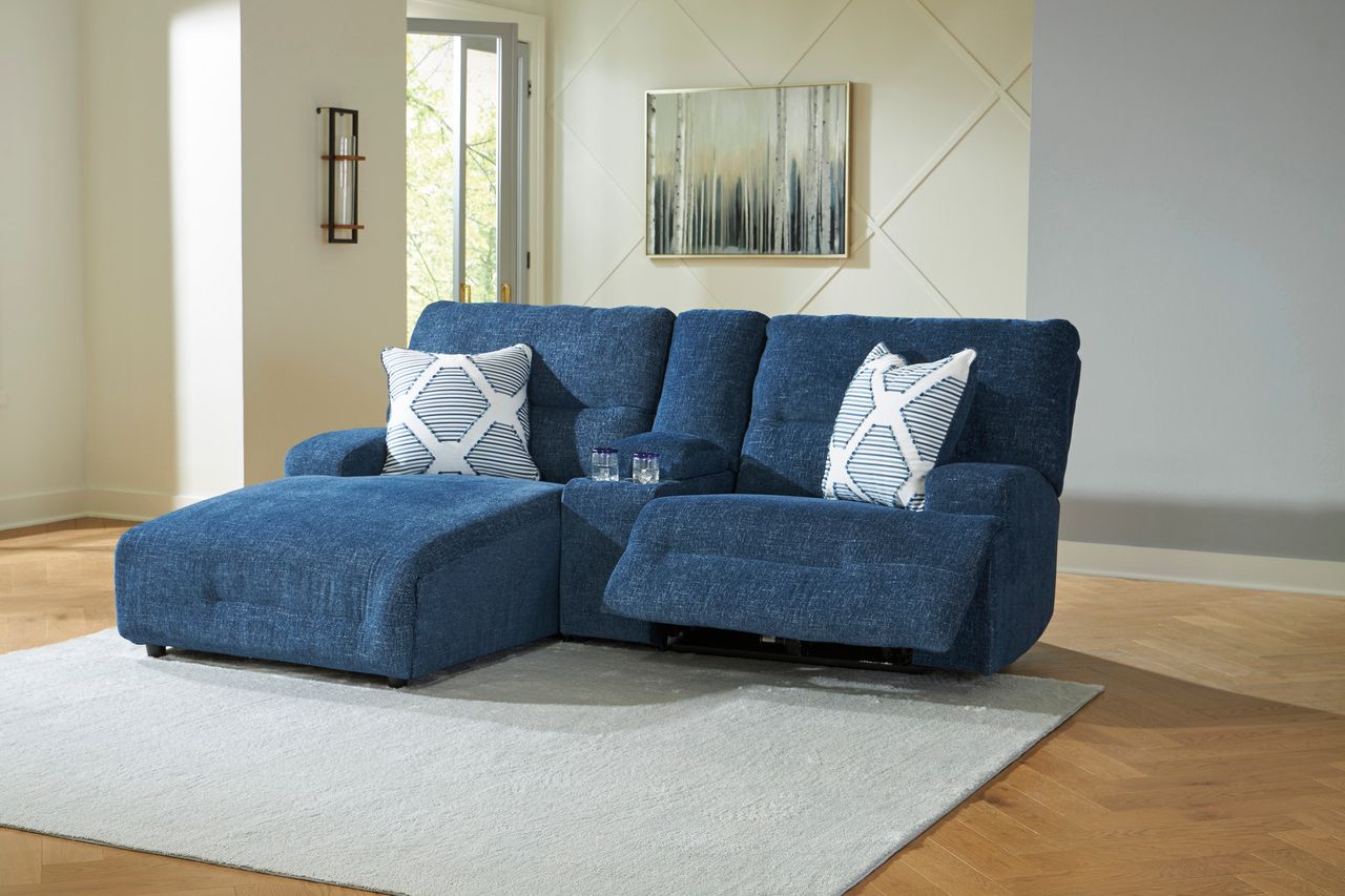 Acklen Place 3-Piece LAF Power Reclining Sectional Sofa with Chaise In Navy 93607S5