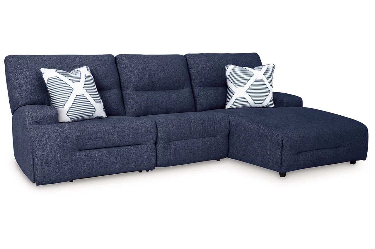Acklen Place 3-Piece Power Reclining Sectional with RAF Chaise In Navy 93607S6