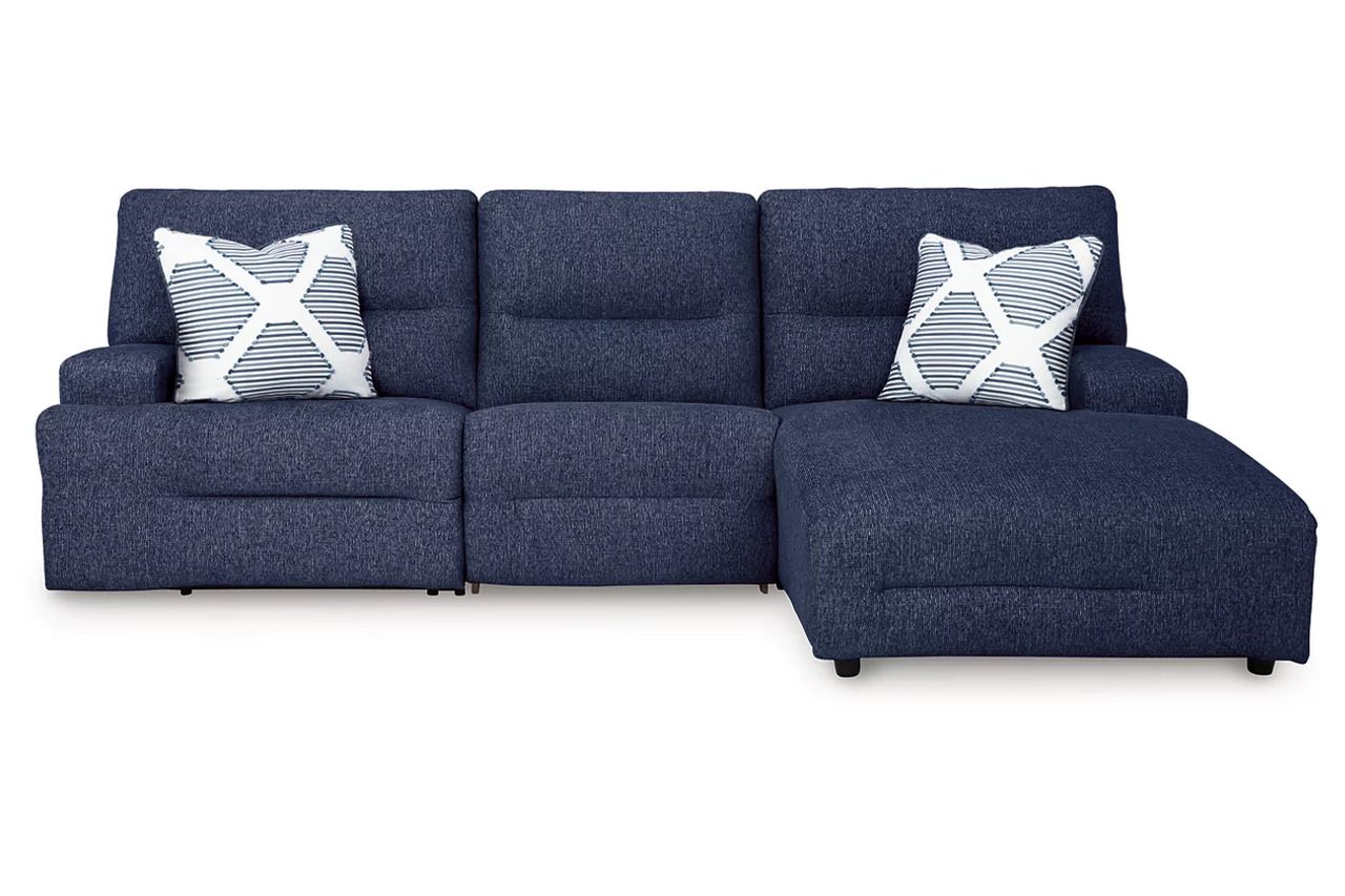 Acklen Place 3-Piece Power Reclining Sectional with RAF Chaise In Navy 93607S6