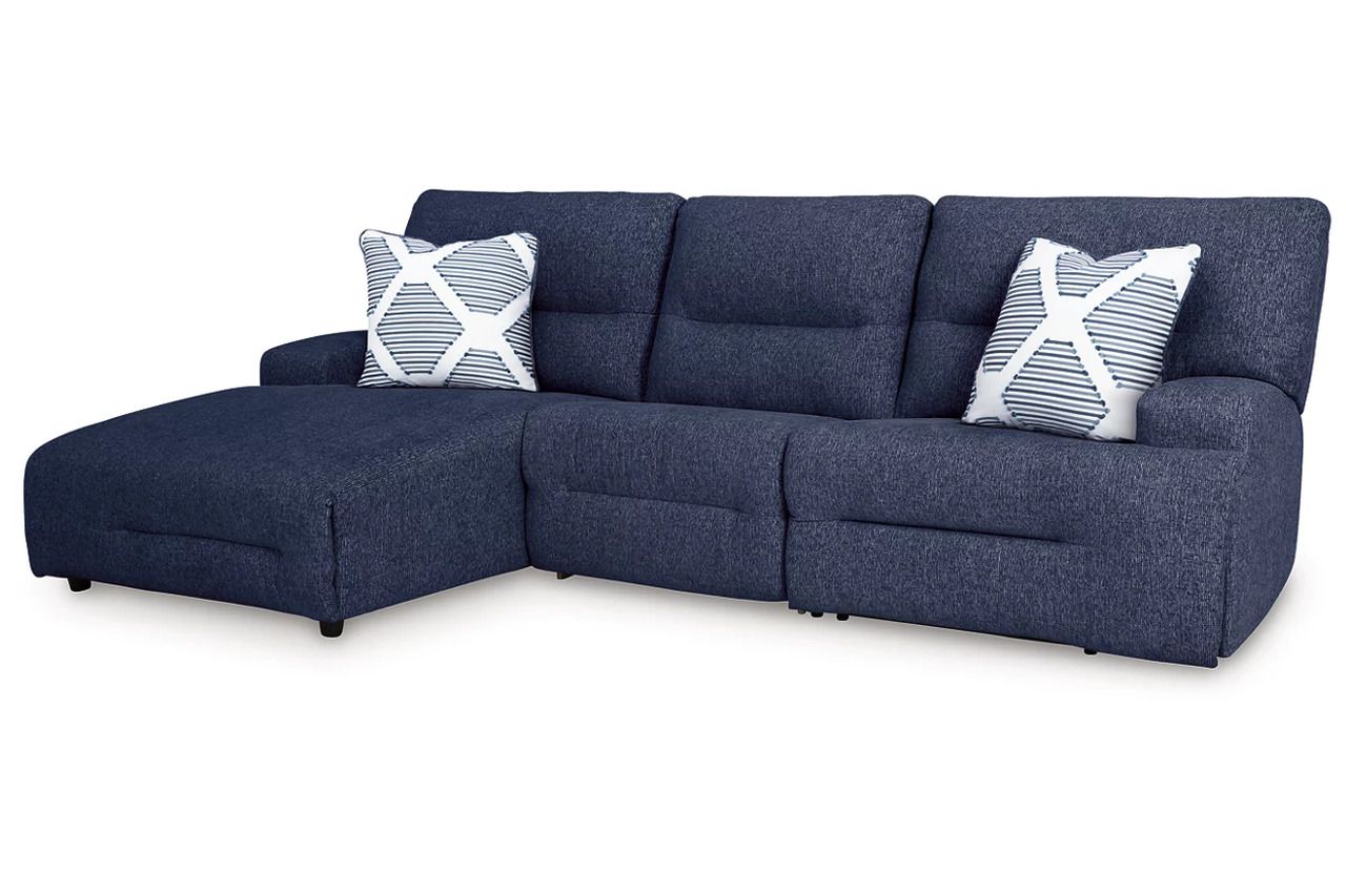 Acklen Place 3-Piece Power Reclining Sectional with LAF Chaise In Navy 93607S7