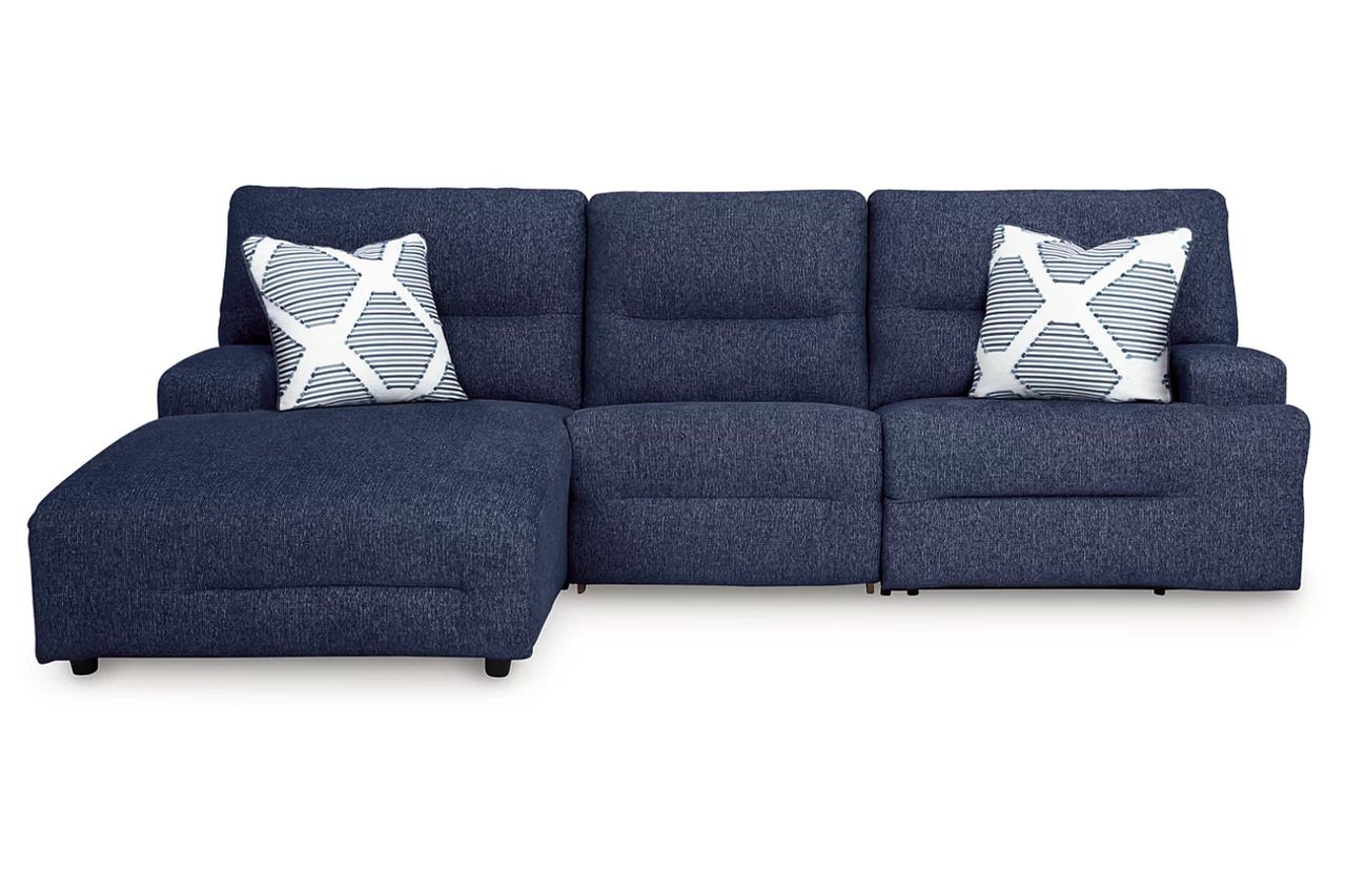 Acklen Place 3-Piece Power Reclining Sectional with LAF Chaise In Navy 93607S7