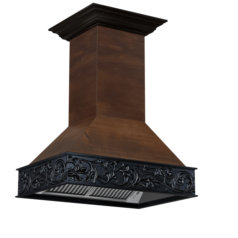 36" Wooden Wall Mount Range Hood in Antigua and 9373AR36