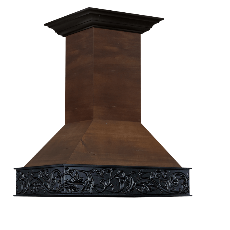 36" Wooden Wall Mount Range Hood in Antigua and 9373AR36