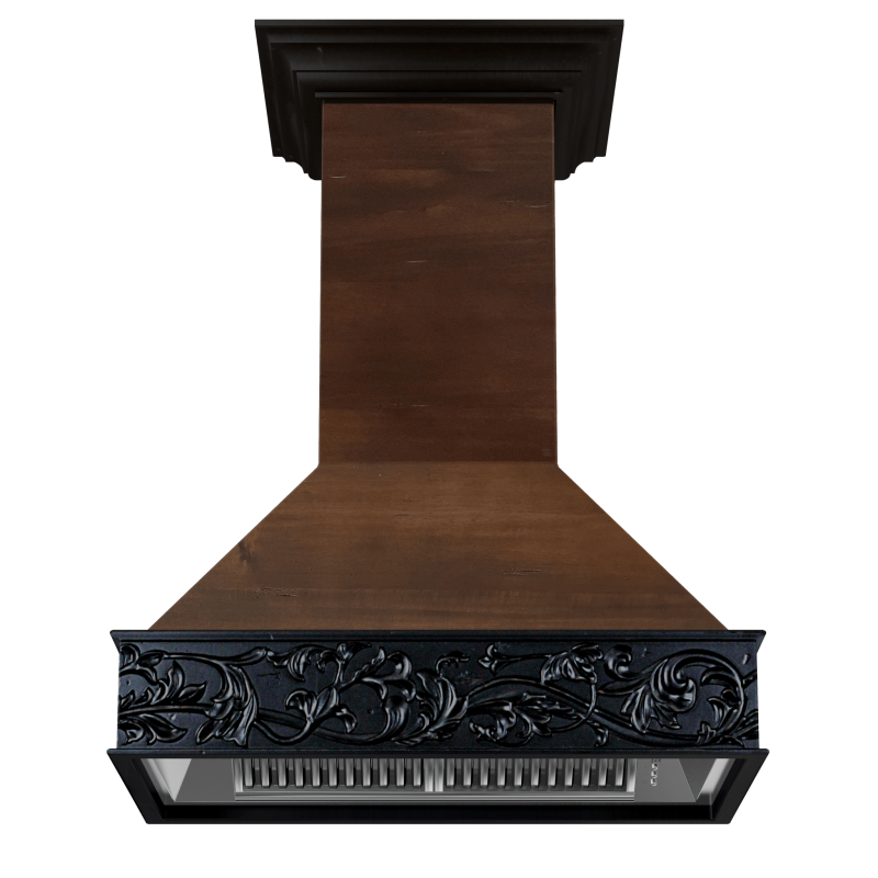 36" Wooden Wall Mount Range Hood in Antigua and 9373AR36
