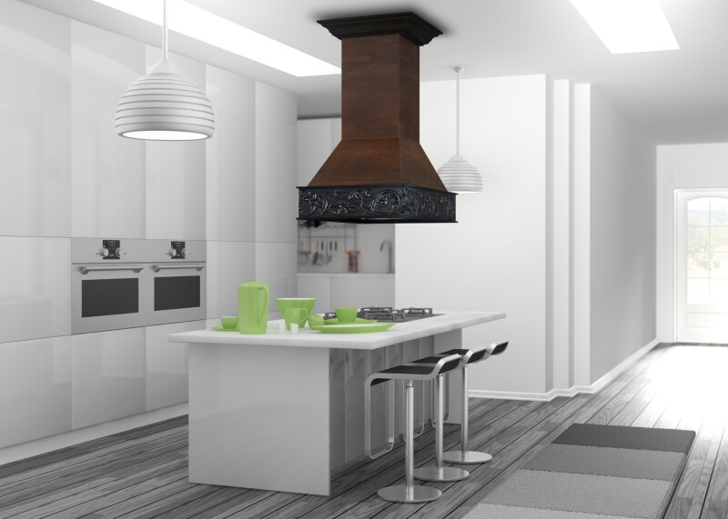 36" Wooden Wall Mount Range Hood in Antigua and 9373AR36