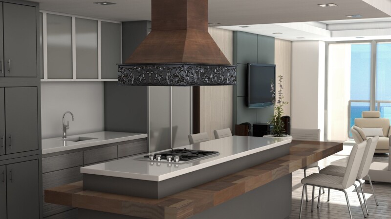 36" Wooden Wall Mount Range Hood in Antigua and 9373AR36