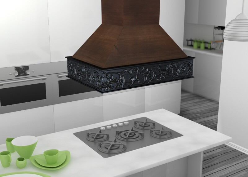 36" Wooden Wall Mount Range Hood in Antigua and 9373AR36