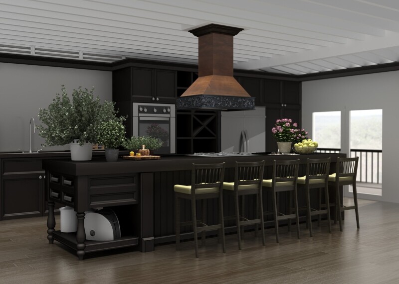 36" Wooden Wall Mount Range Hood in Antigua and 9373AR36