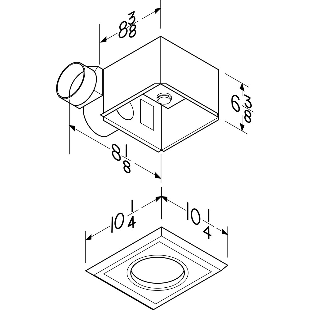 NuTone One-Bulb Heater/Fan 70 CFM Ventilation Fan, 250W Bulb, 4.0 Sones 9417DN, product image 2 of 2