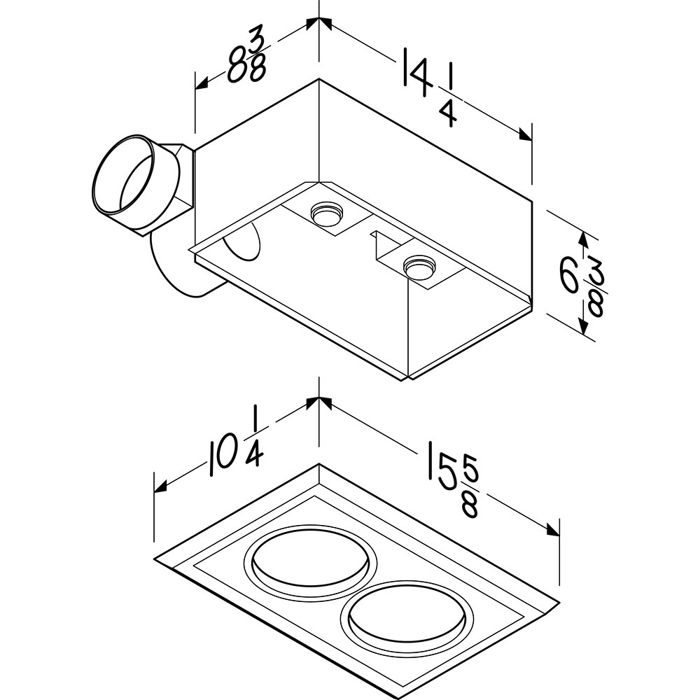 NuTone Ceiling Bathroom Exhaust Fan / Infrared Heater, 70 CFM, (2) 250 Watt Bulbs, 4.0 Sones 9427P, product image 2 of 3