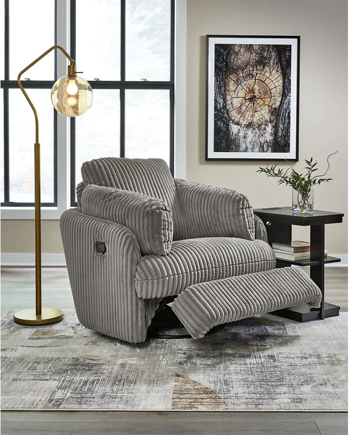 Tie-Breaker Swivel Glider Recliner In Fog 9490361