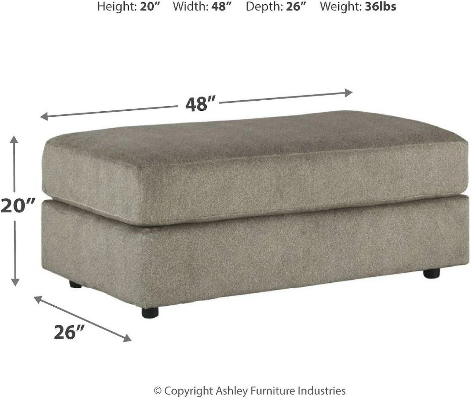 Soletren Oversized Accent Ottoman In Ash 9510308