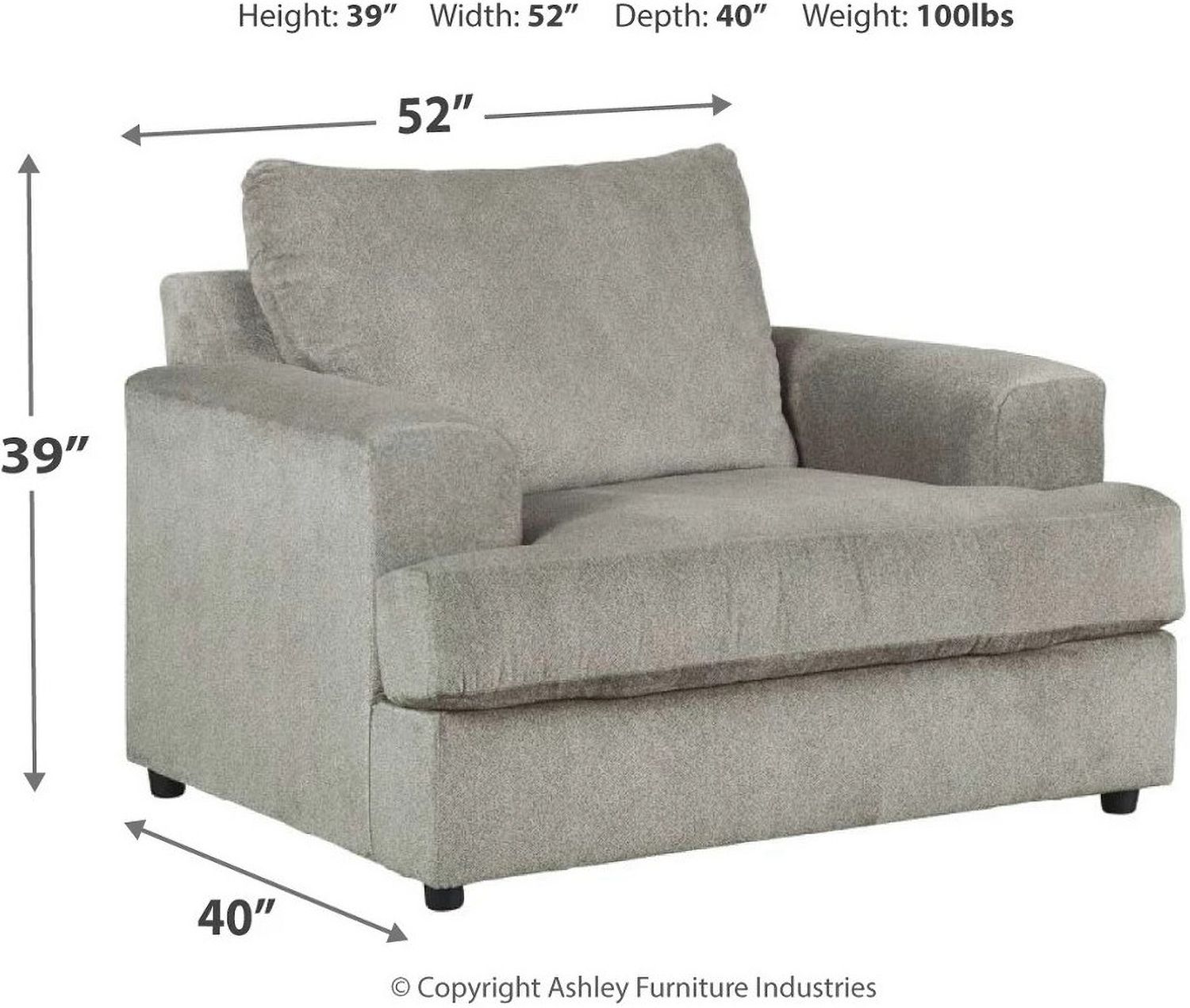 Soletren Chair And A Half In Ash 9510323