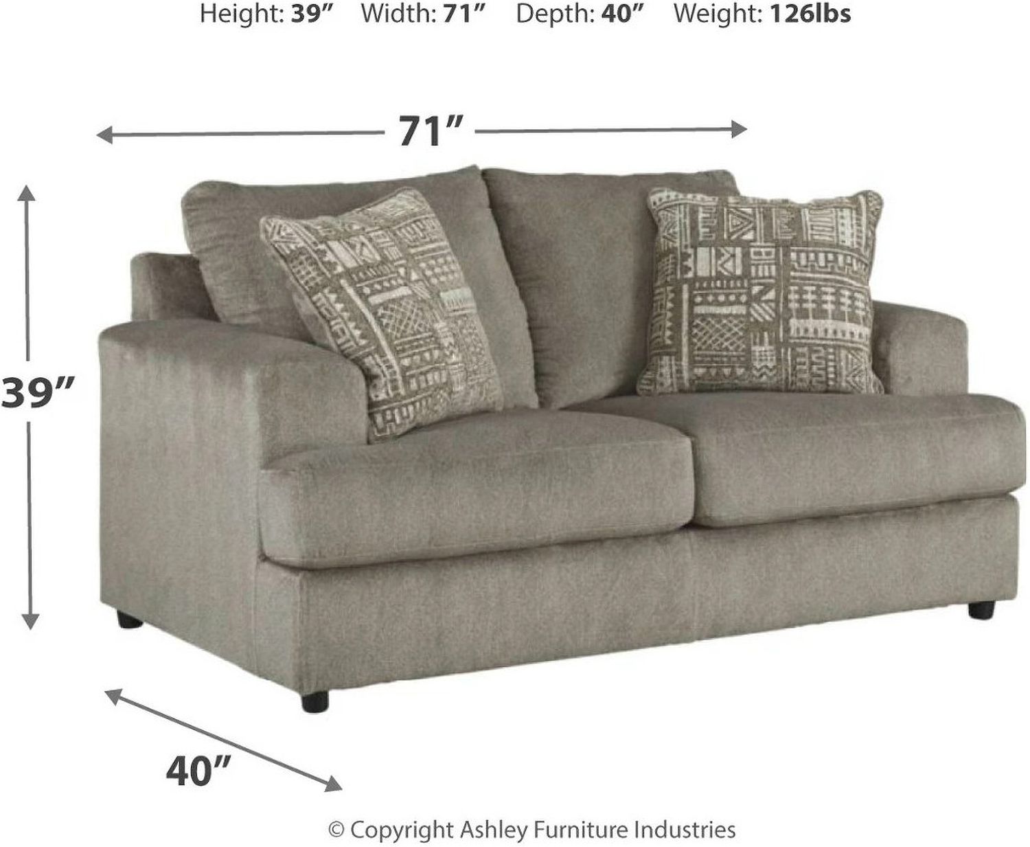 Soletren Loveseat In Ash 9510335