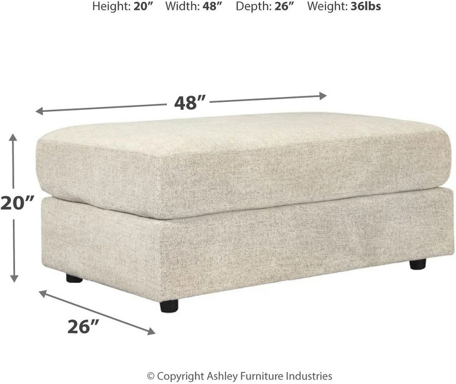 Soletren Oversized Accent Ottoman In Stone 9510408