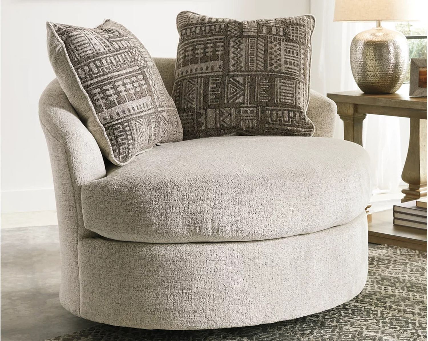 Soletren Swivel Accent Chair In Stone 9510444