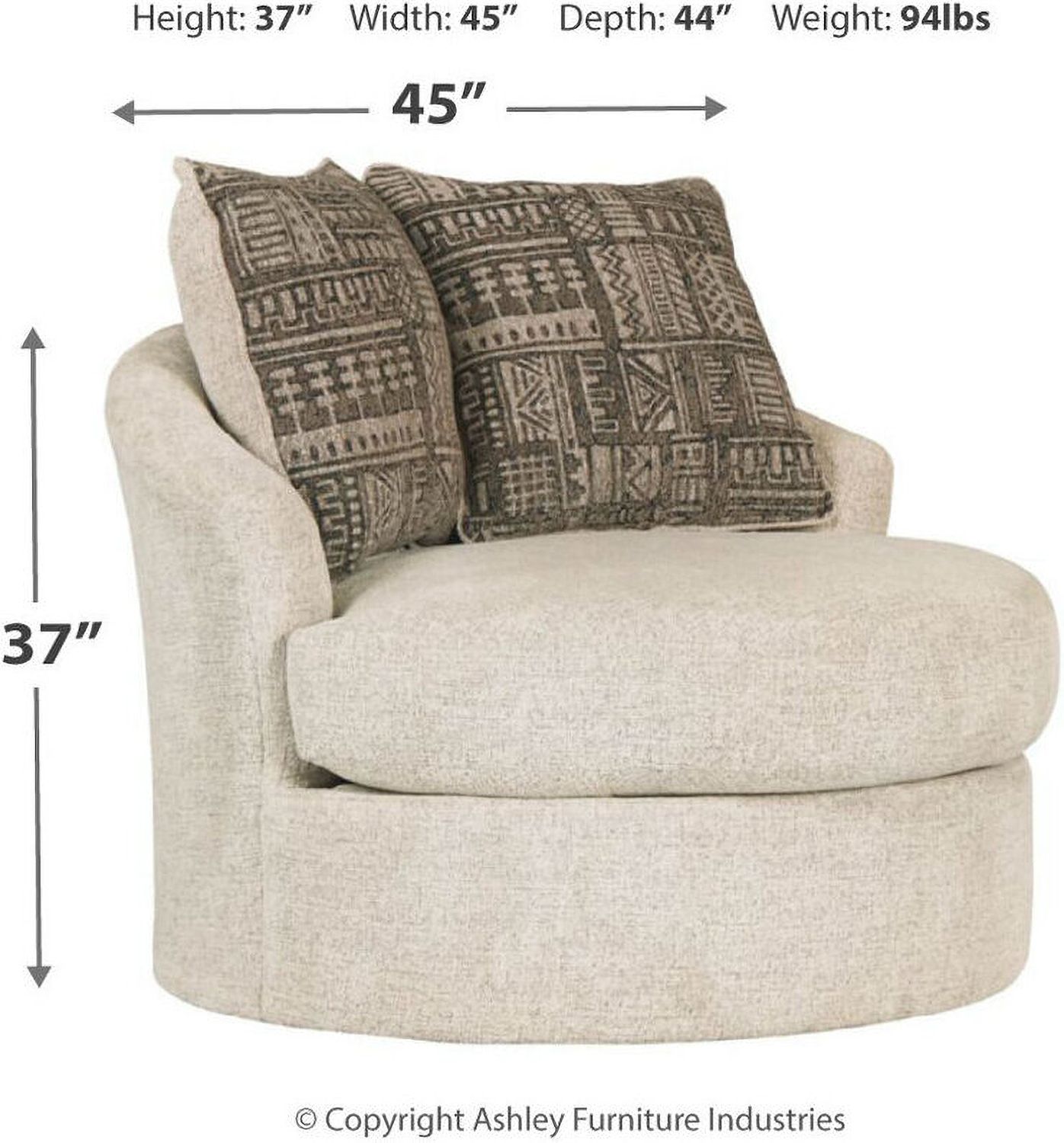 Soletren Swivel Accent Chair In Stone 9510444
