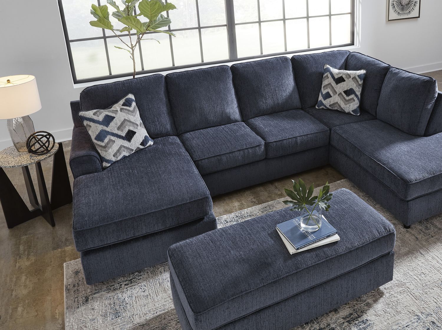 Albar Place Oversized Accent Ottoman In Cobalt 9530208