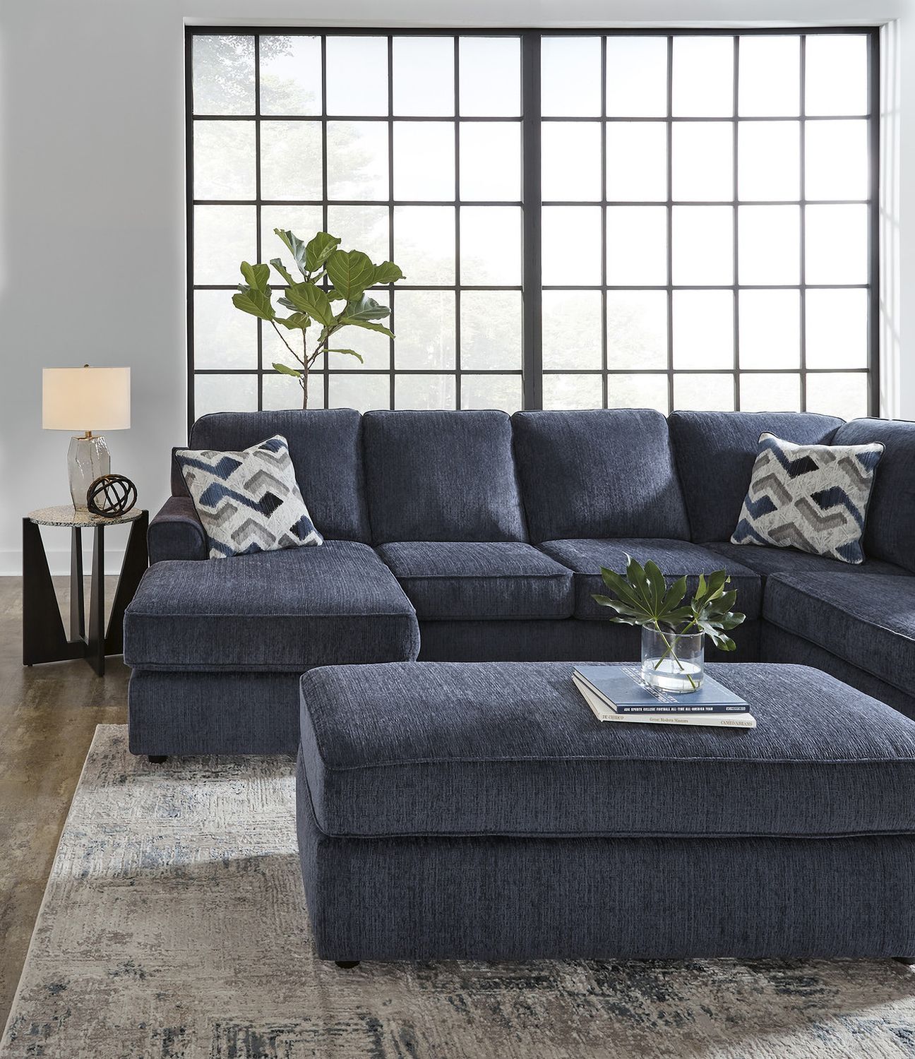 Albar Place Oversized Accent Ottoman In Cobalt 9530208