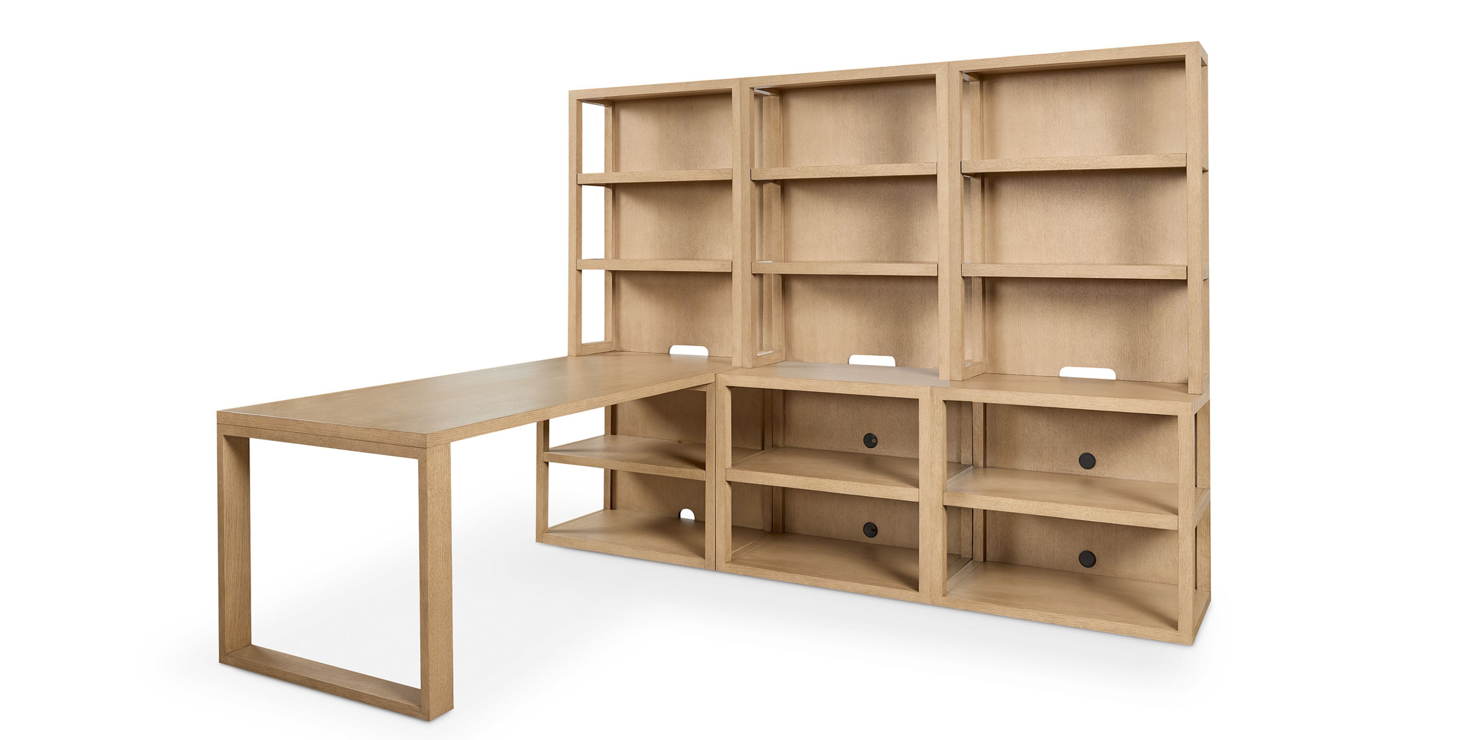 HomeWork Office Desk and 3 Wide Bookshelf Set 9534K878201