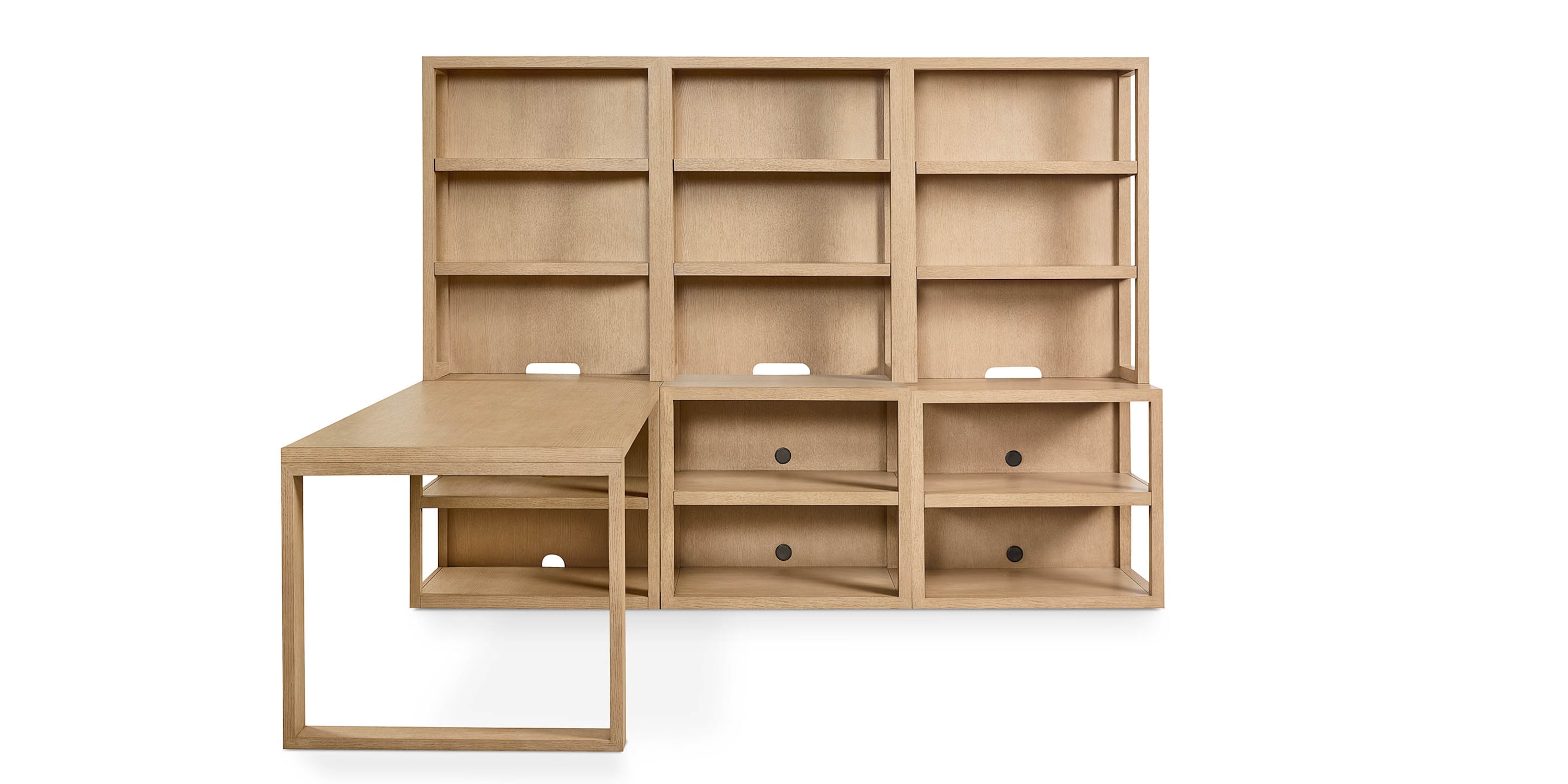 HomeWork Office Desk and 3 Wide Bookshelf Set 9534K878201