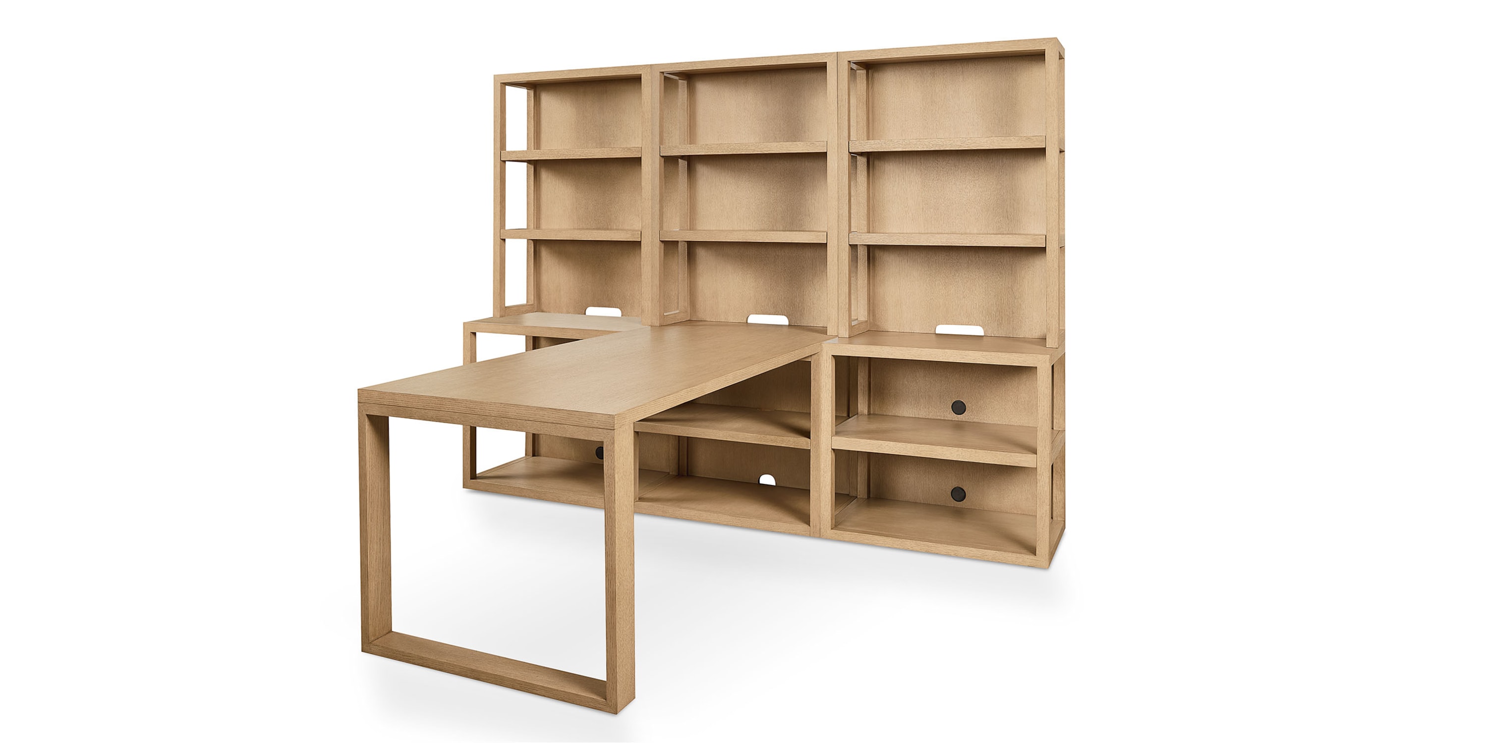 HomeWork Office Desk and 3 Wide Bookshelf Set 9534K878201