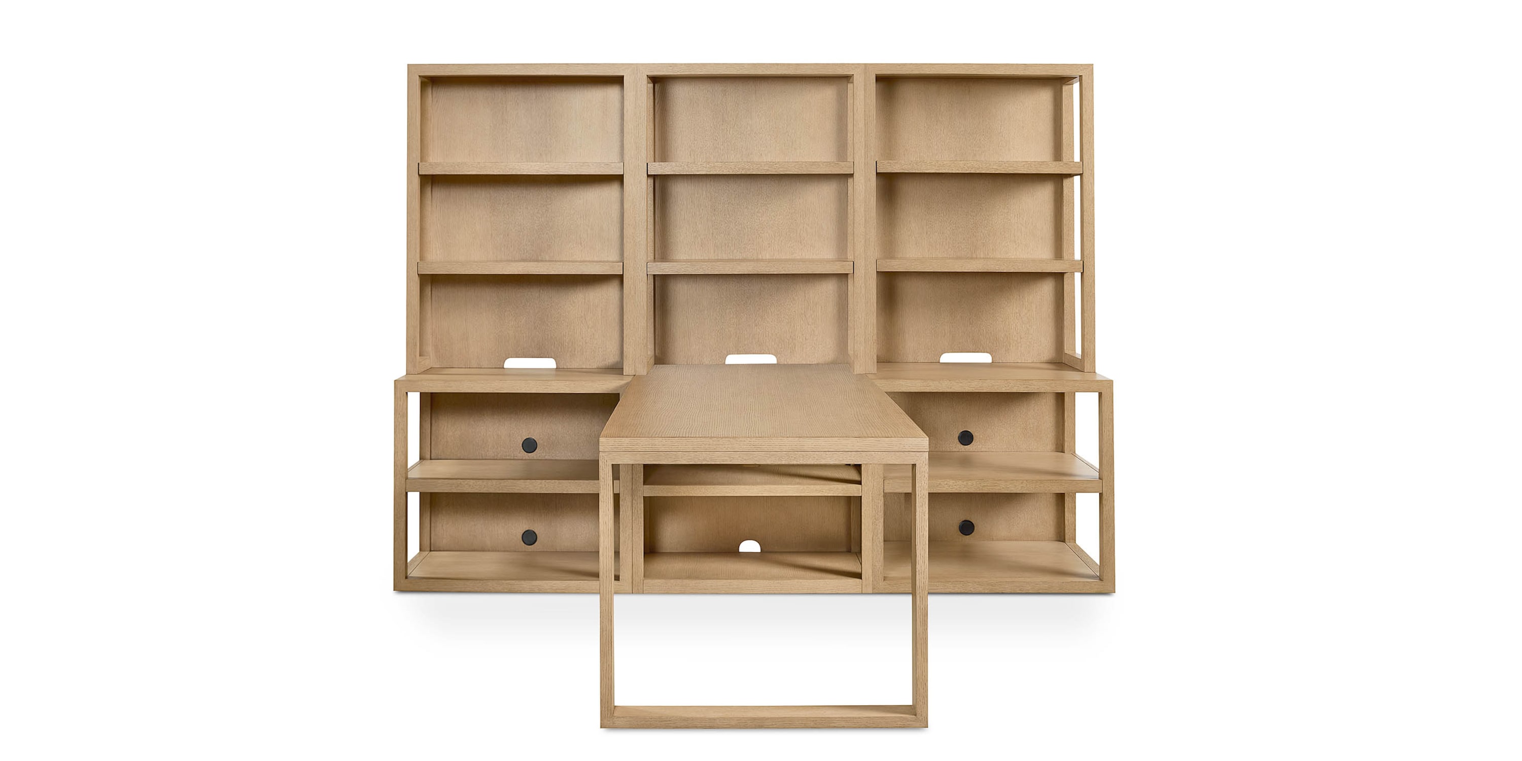 HomeWork Office Desk and 3 Wide Bookshelf Set 9534K878201