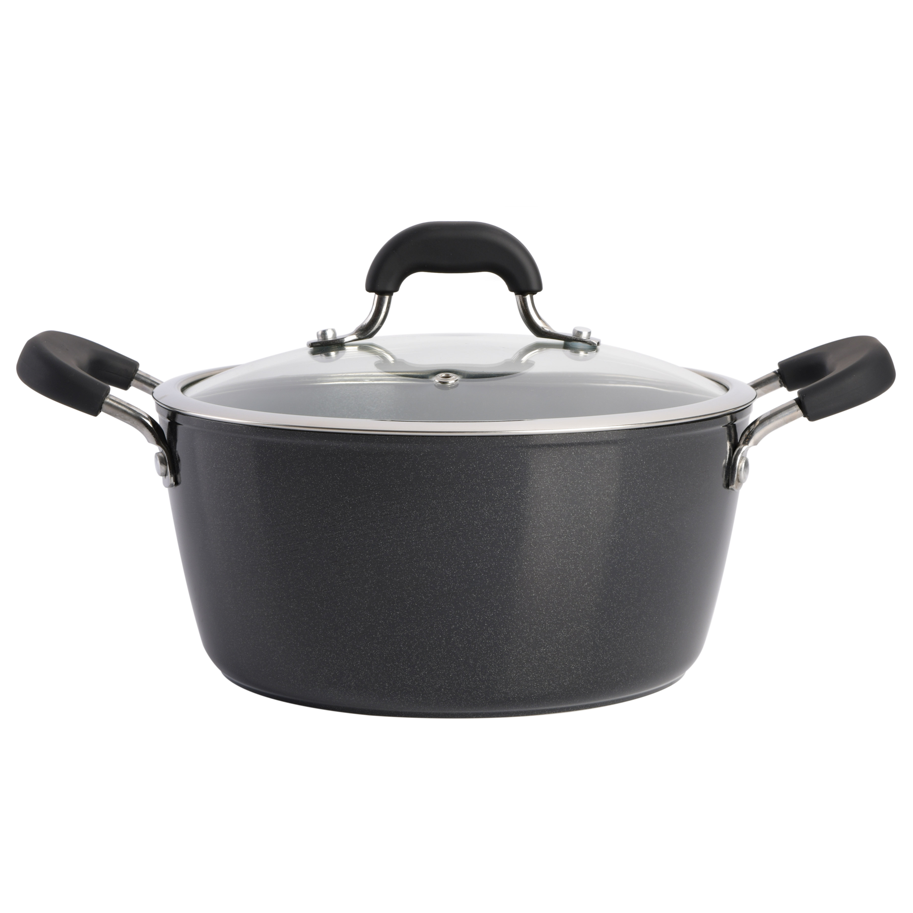 Arlington Healthy Nonstick Ceramic Coated Forged Aluminum Induction Cookware, 12-Piece, Black Exterior/Grey Interior 9626212