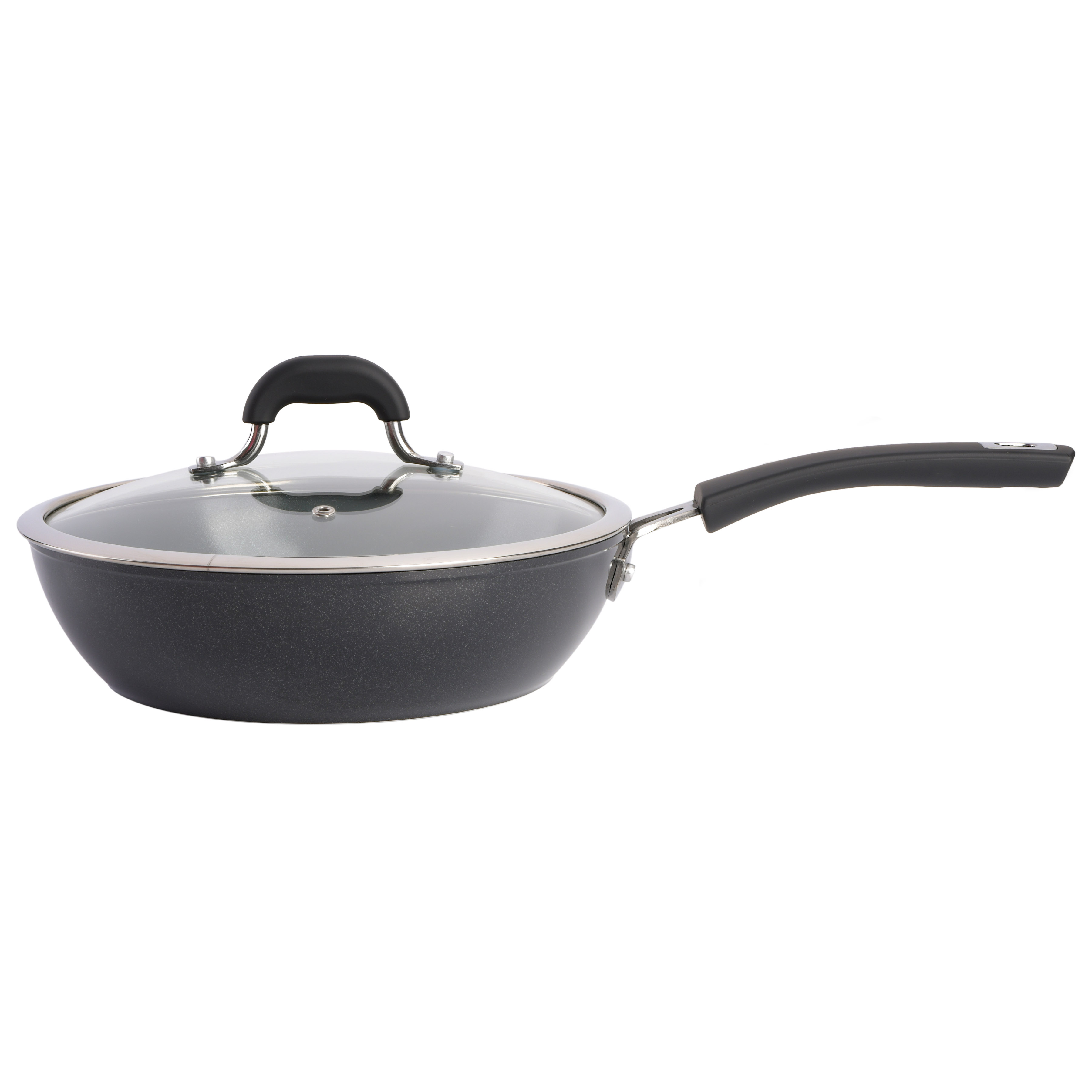 Arlington Healthy Nonstick Ceramic Coated Forged Aluminum Induction Cookware, 12-Piece, Black Exterior/Grey Interior 9626212