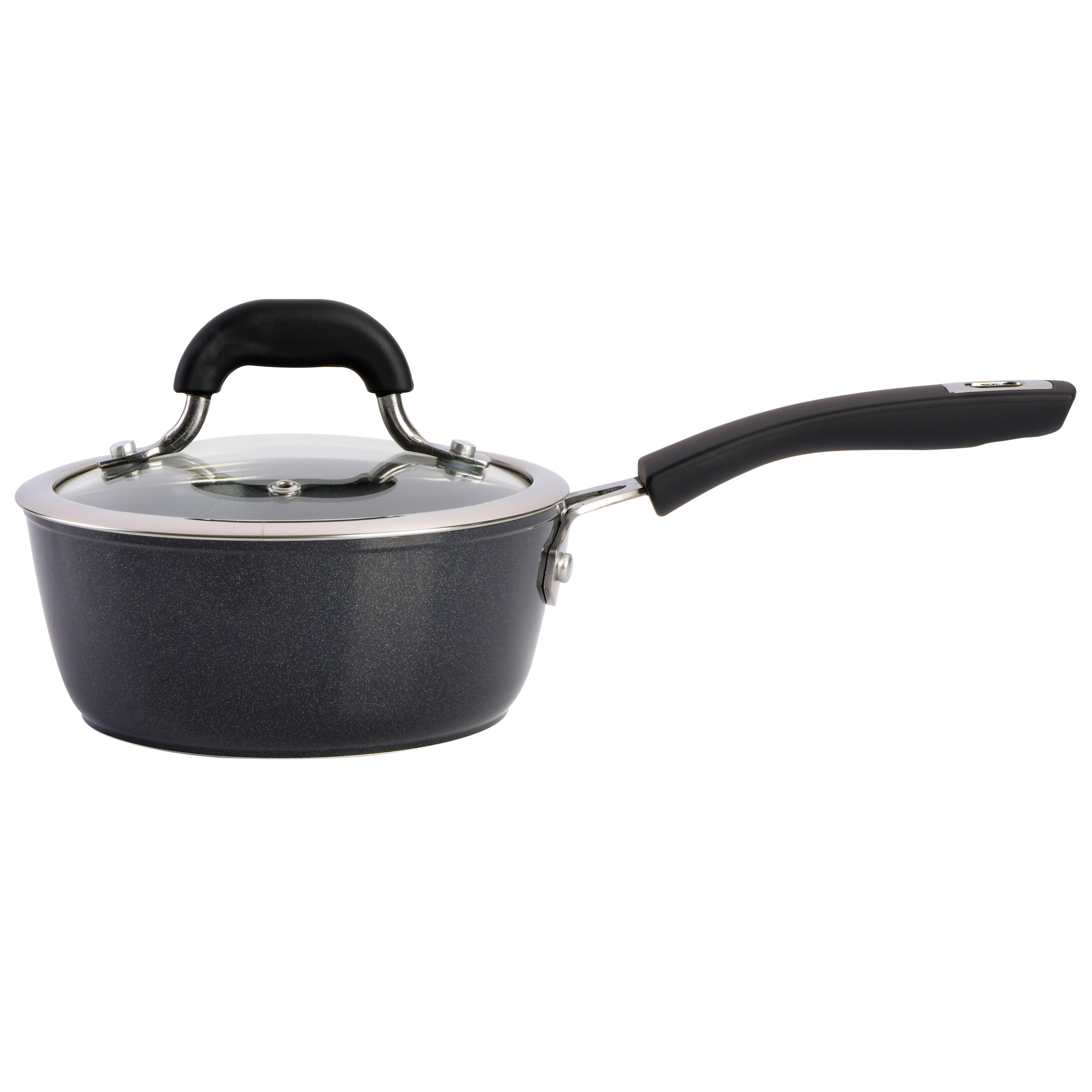 Arlington Healthy Nonstick Ceramic Coated Forged Aluminum Induction Cookware, 12-Piece, Black Exterior/Grey Interior 9626212