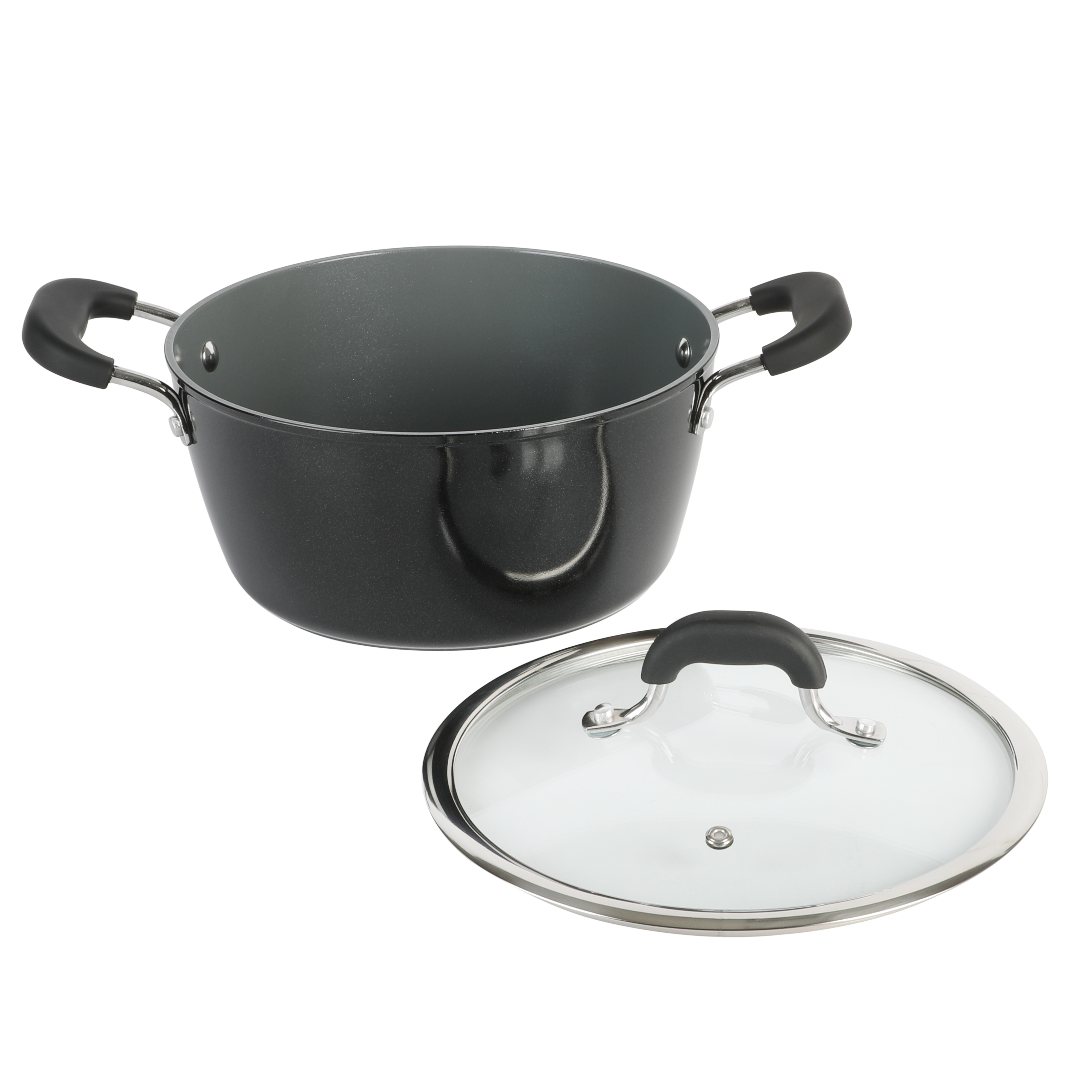 Arlington Black Diamond Aluminum Dutch Oven with Lid, 4.5-quart, Black Diamond/Grey Ceramic, Soft Touch Bakelite Handle 9632002