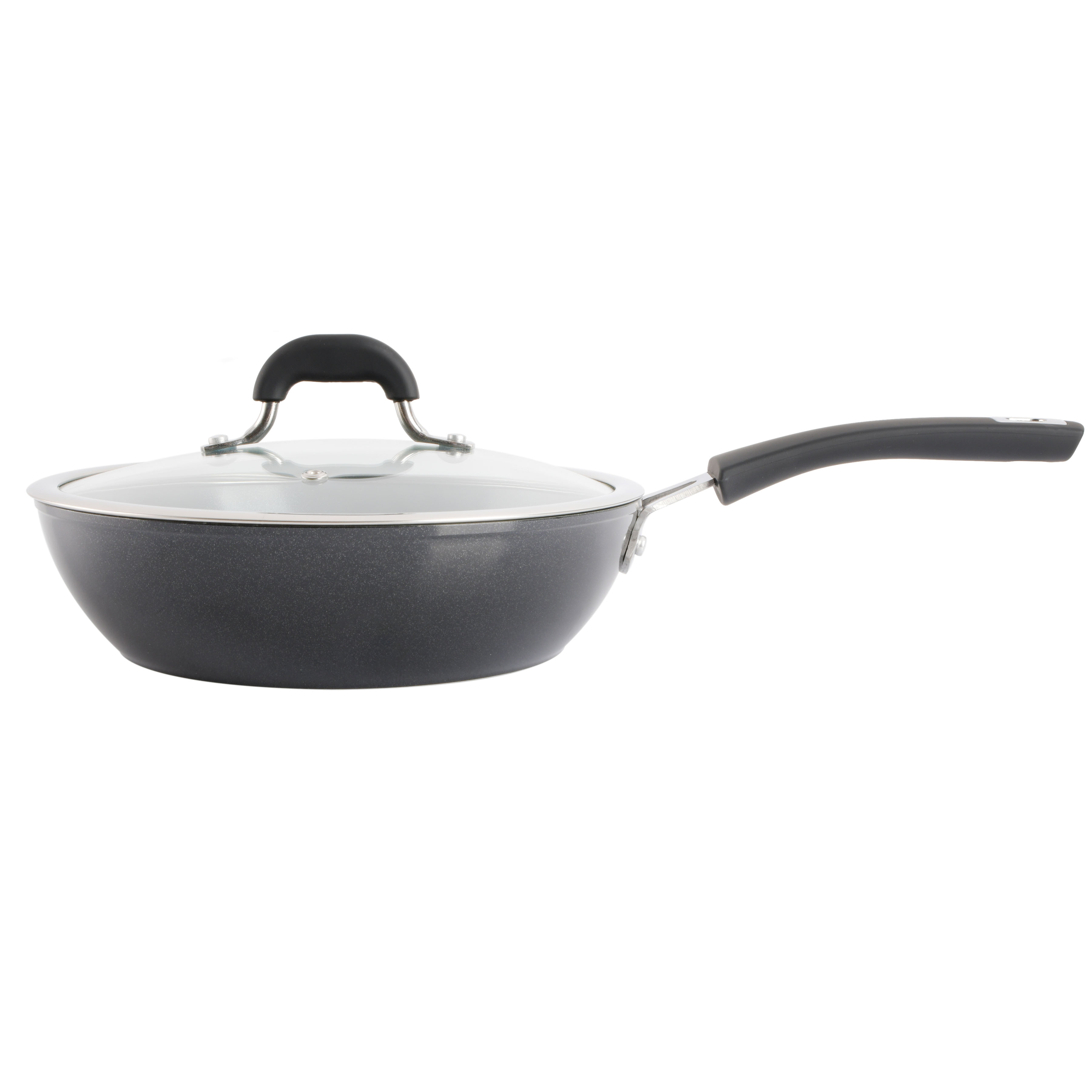 Arlington Black Diamond Aluminum Saute Pan with Lid, 3.5-quart, Black Diamond/Grey Diamond Ceramic, Soft Touch Bakelite Handle 9632202