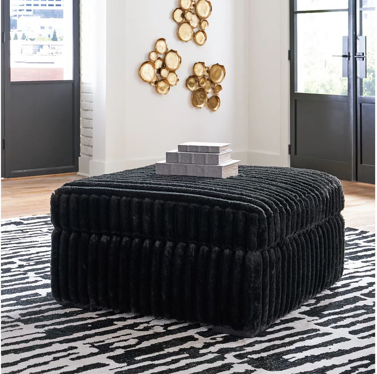 Midnight-Madness Oversized Accent Ottoman In Onyx 9810308