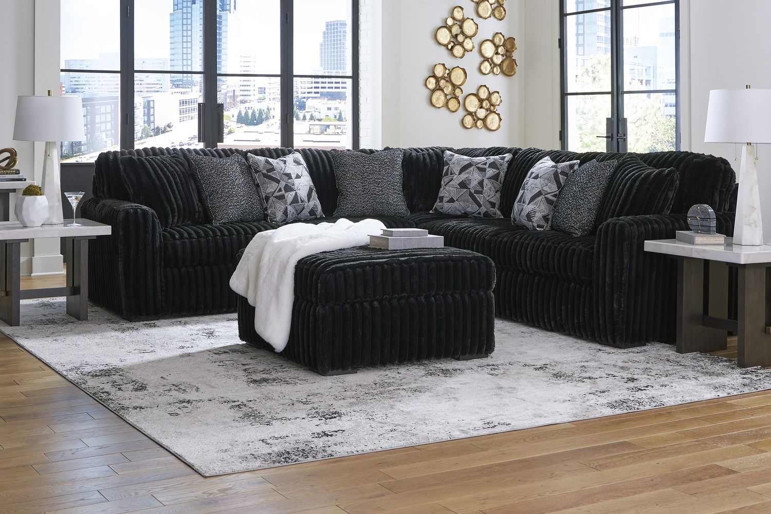 Midnight-Madness Oversized Accent Ottoman In Onyx 9810308