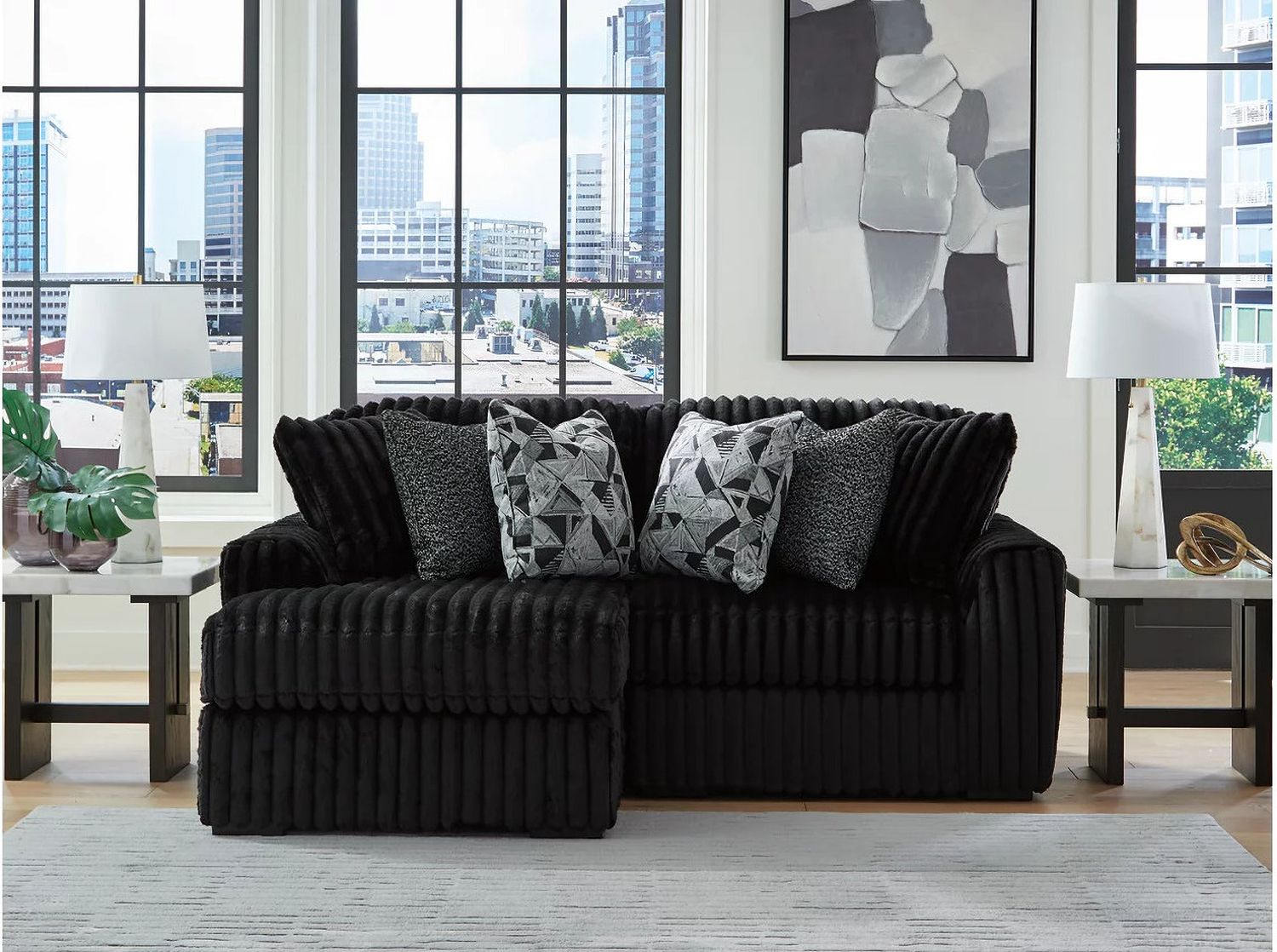 Midnight-Madness 2-Piece LAF Sectional with Chaise In Onyx 98103S13