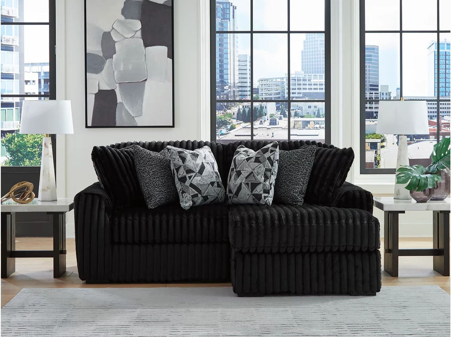 Midnight-Madness 2-Piece RAF Sectional with Chaise In Onyx 98103S14