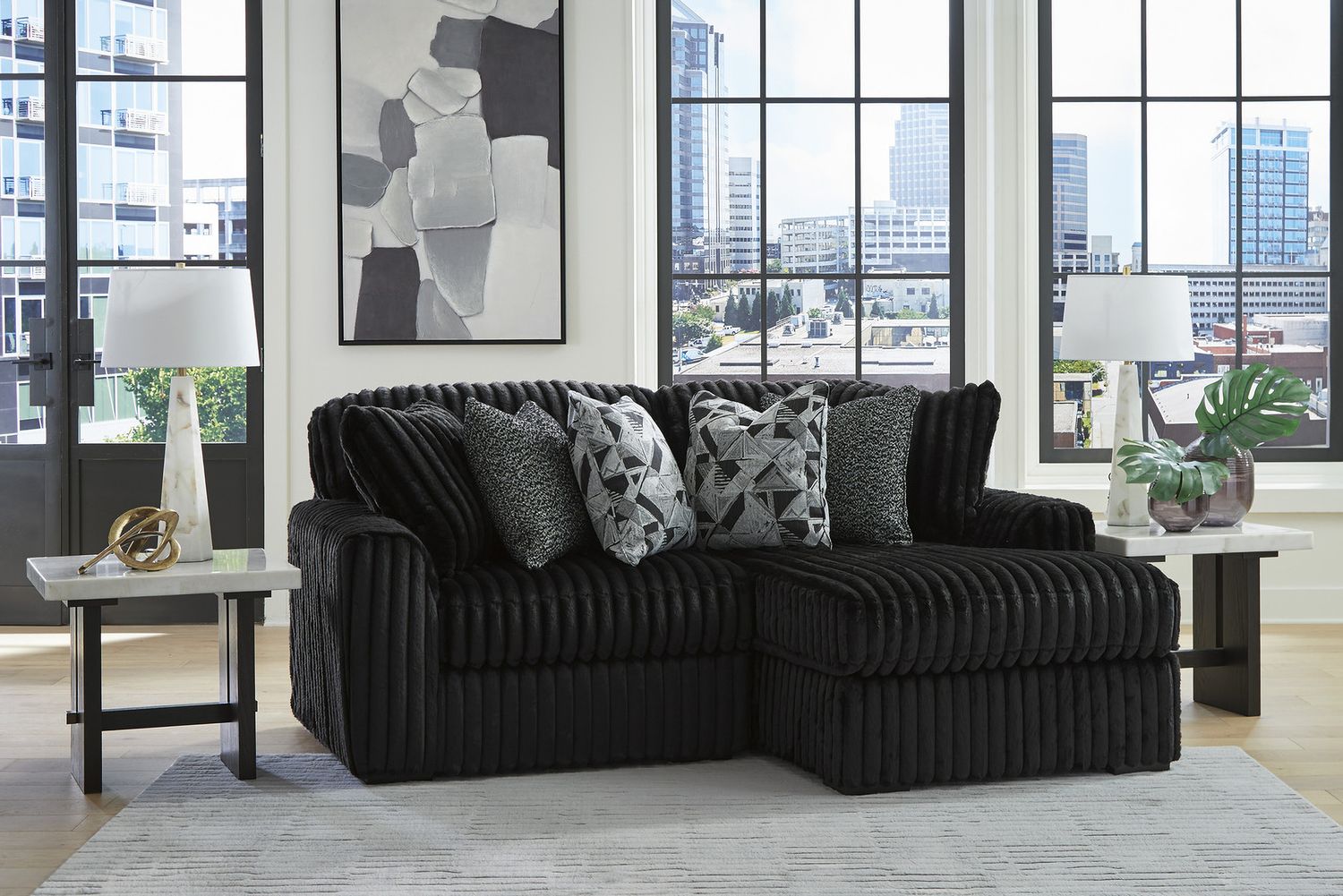 Midnight-Madness 2-Piece RAF Sectional with Chaise In Onyx 98103S14