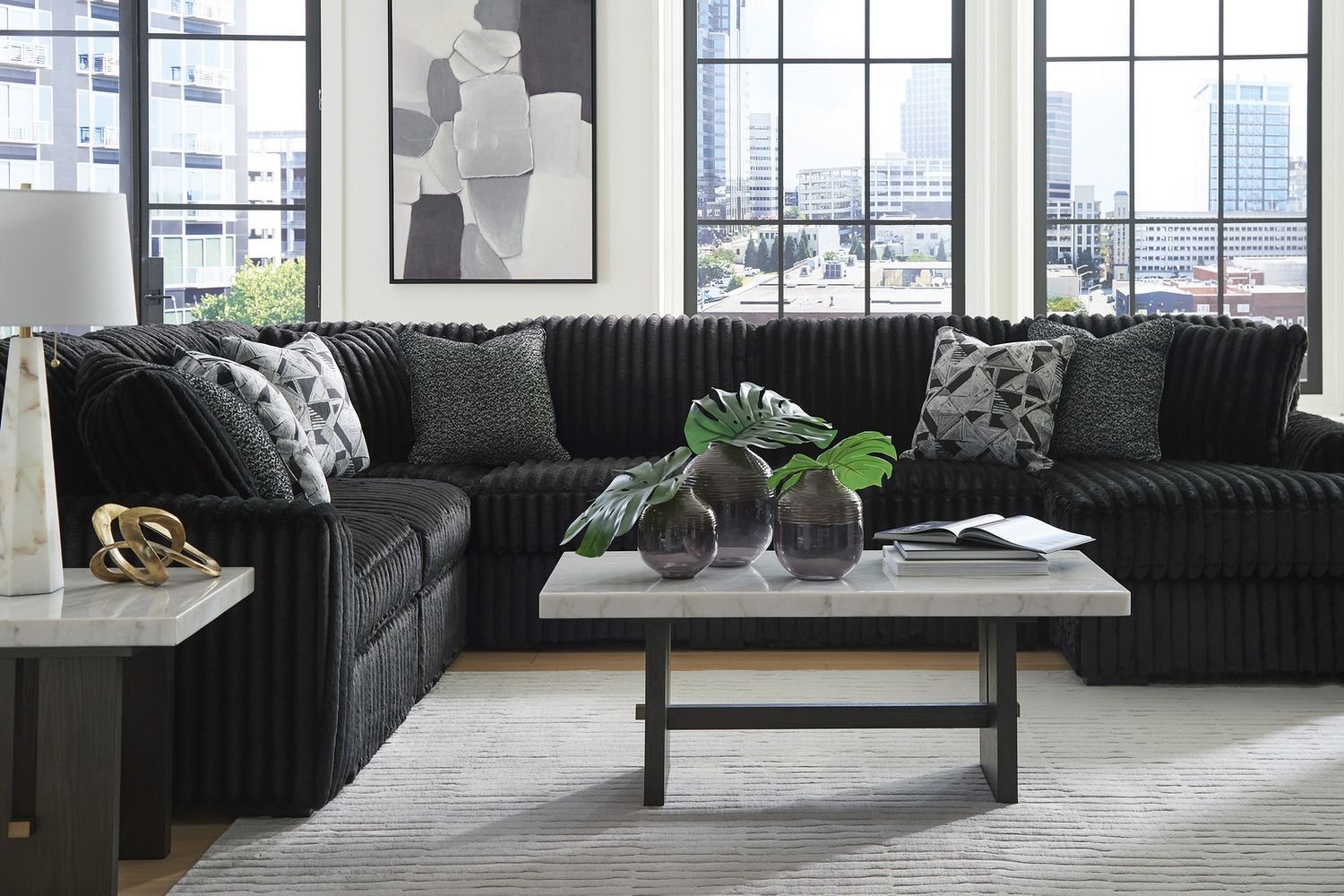 Midnight-Madness 2-Piece RAF Sectional with Chaise In Onyx 98103S14