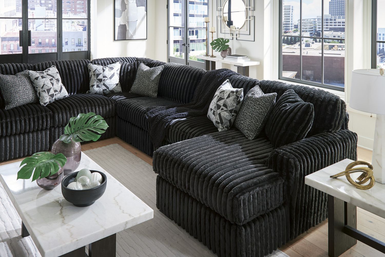Midnight-Madness 2-Piece RAF Sectional with Chaise In Onyx 98103S14