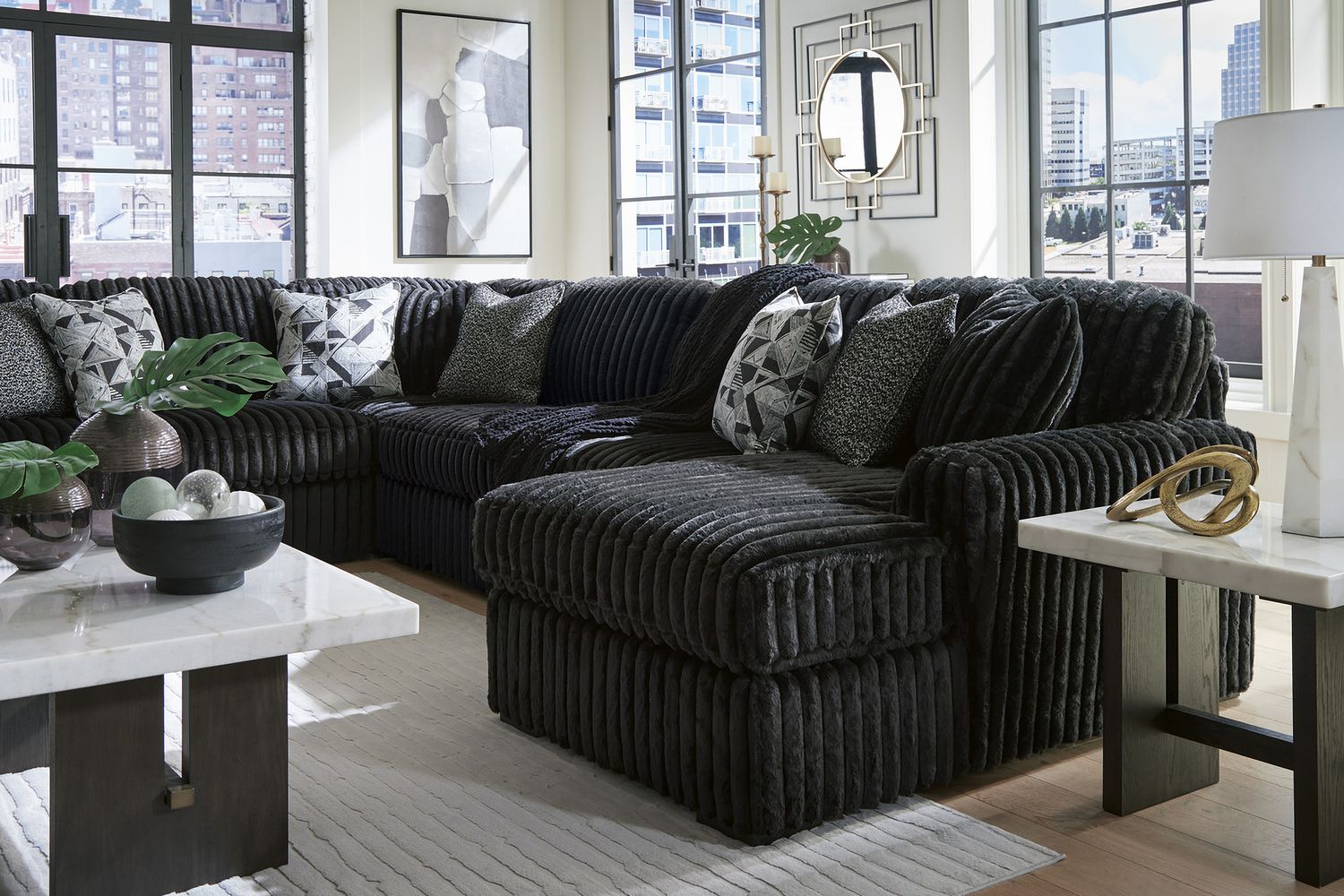 Midnight-Madness 2-Piece RAF Sectional with Chaise In Onyx 98103S14