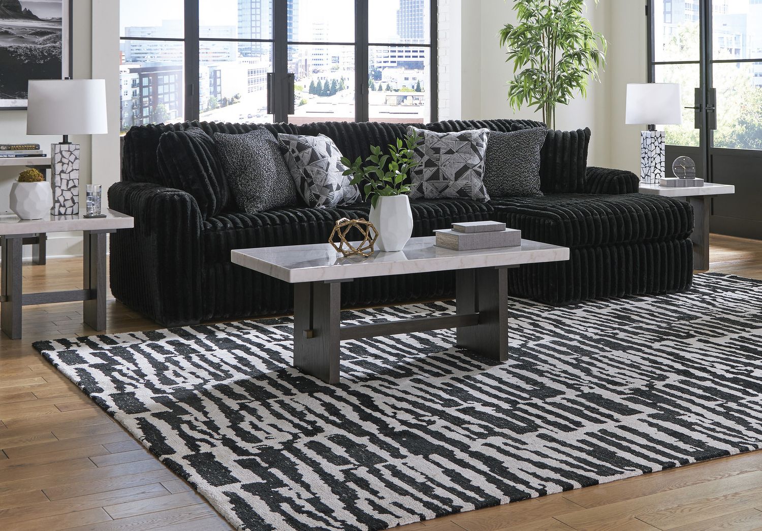 Midnight-Madness 2-Piece Sectional Sofa With RAF Chaise In Onyx 98103S2