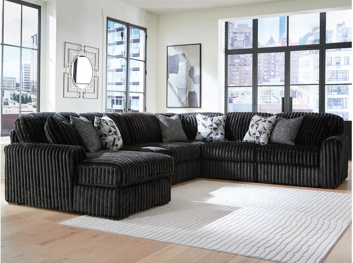 Midnight-Madness 6-Piece LAF Sectional with Chaise In Onyx 98103S23