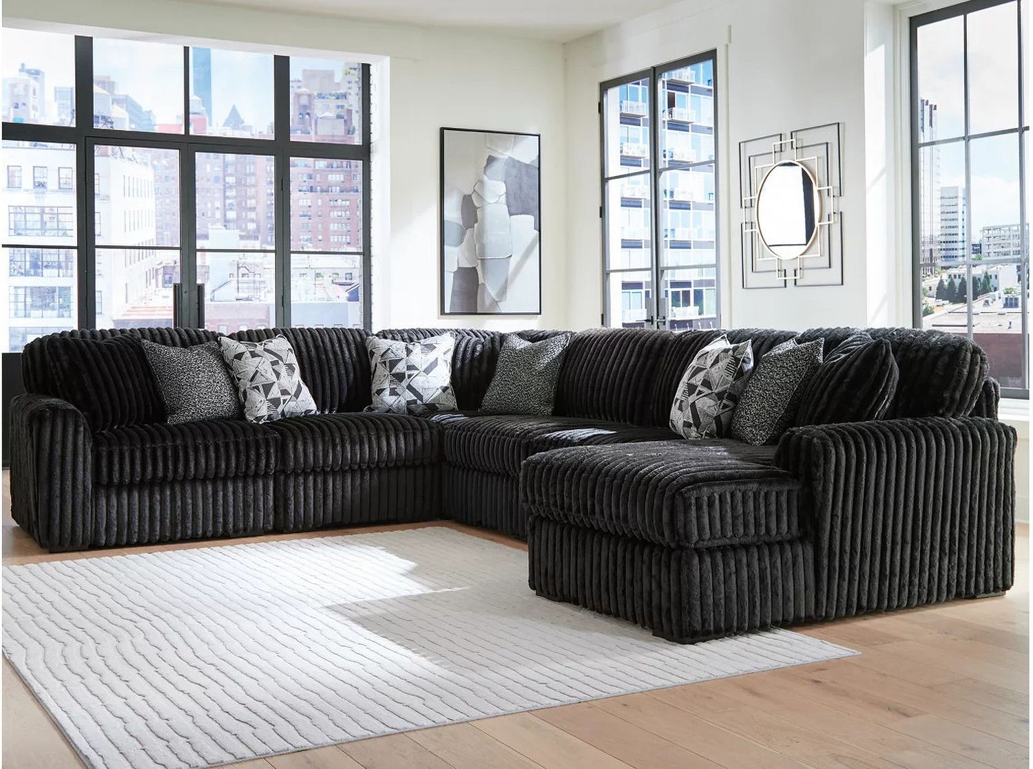 Midnight-Madness 6-Piece RAF Sectional with Chaise In Onyx 98103S24