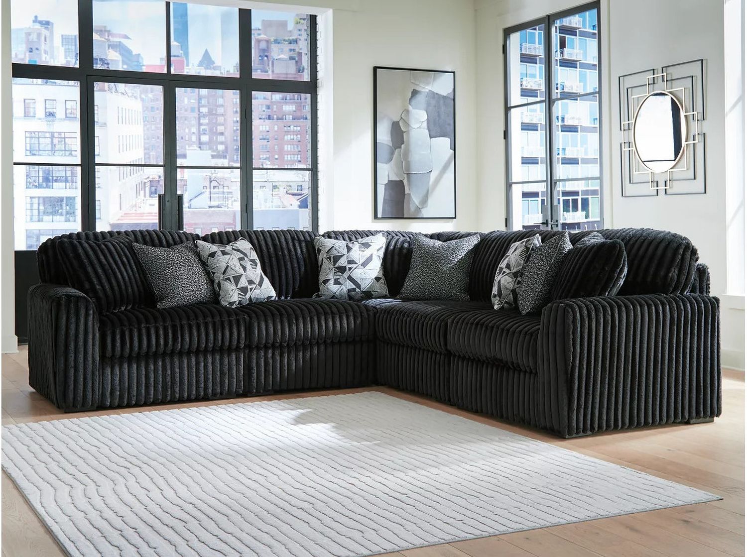 Midnight-Madness 5-Piece Sectional In Onyx 98103S26