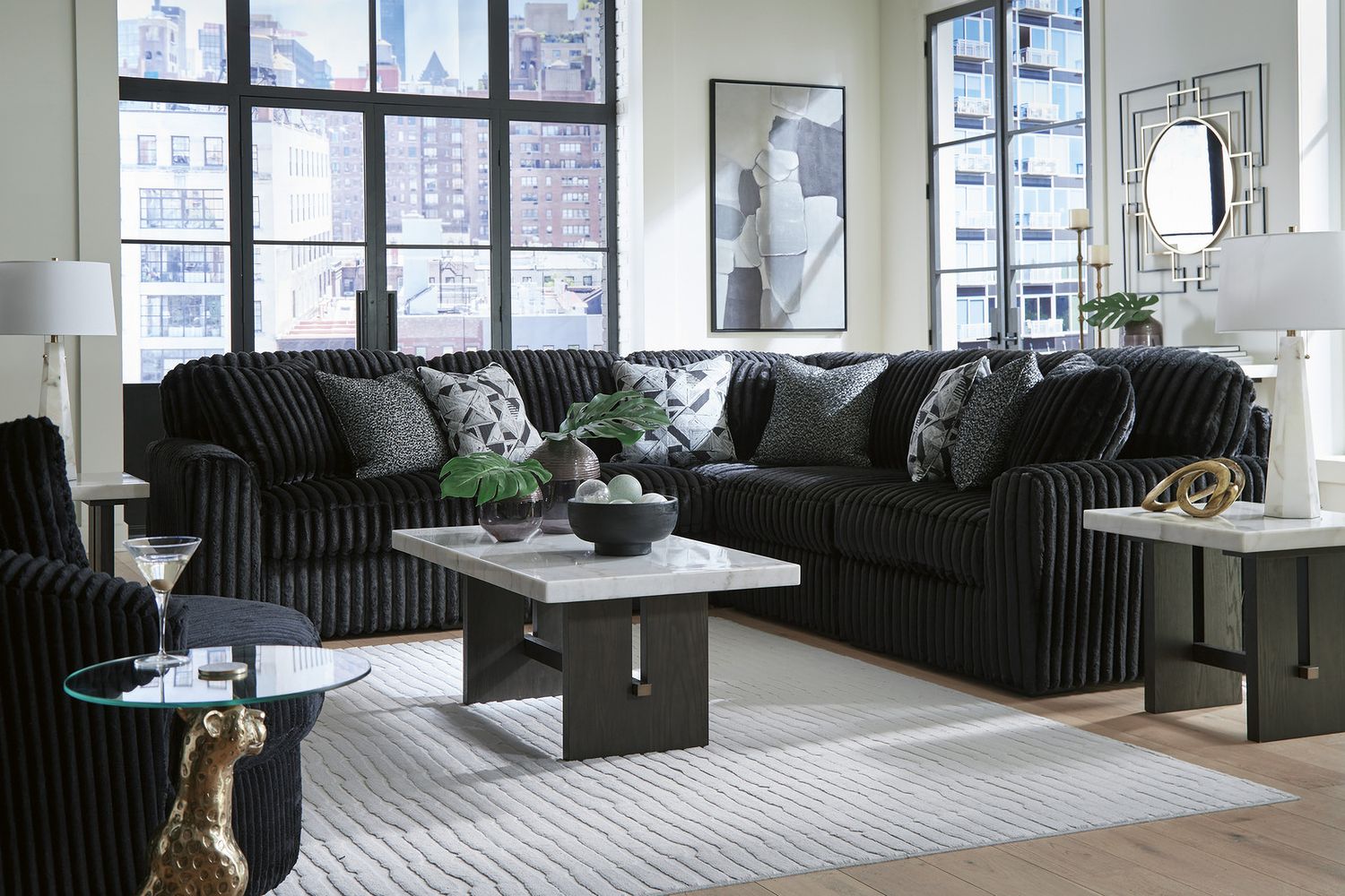 Midnight-Madness 5-Piece Sectional In Onyx 98103S26