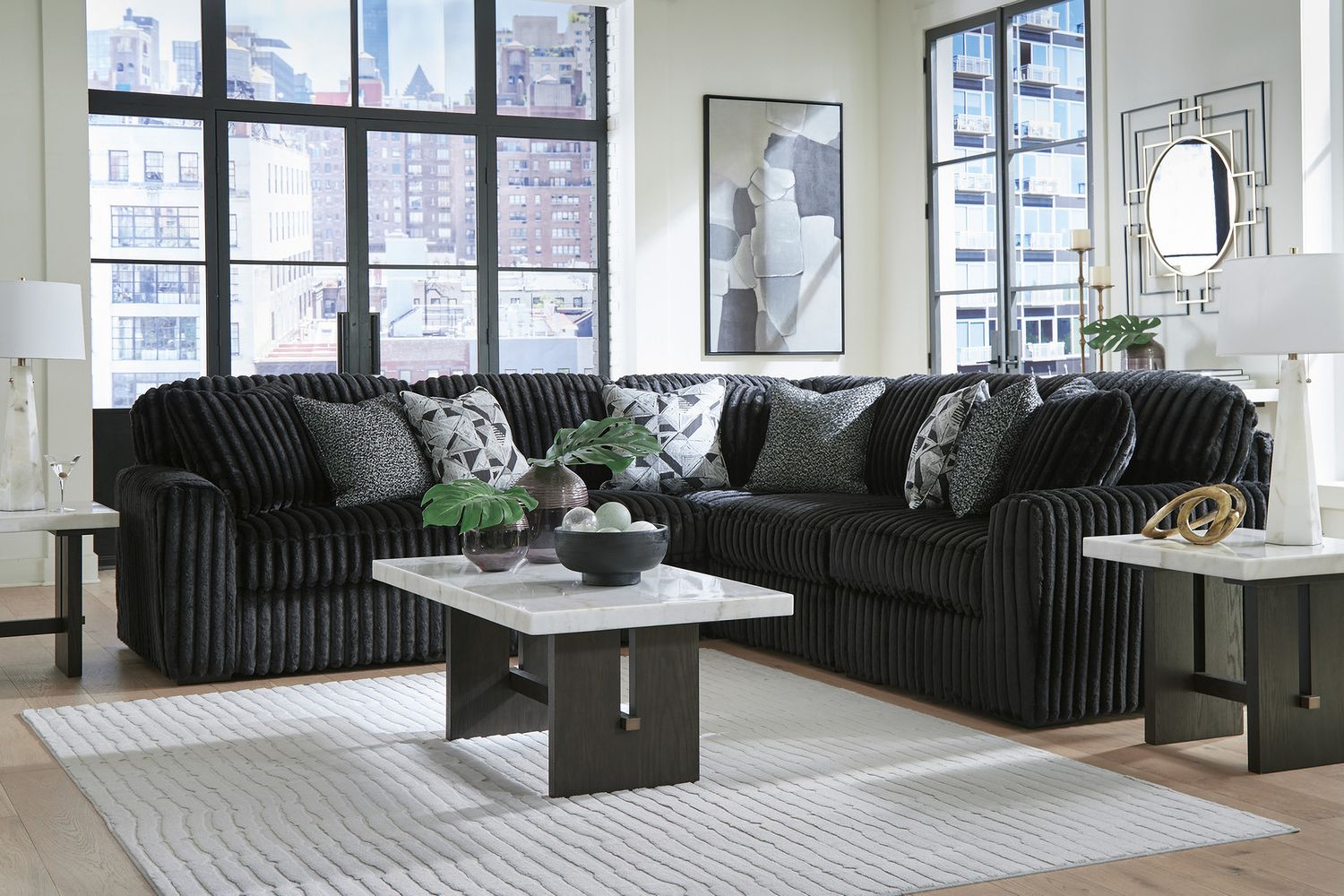 Midnight-Madness 5-Piece Sectional In Onyx 98103S26