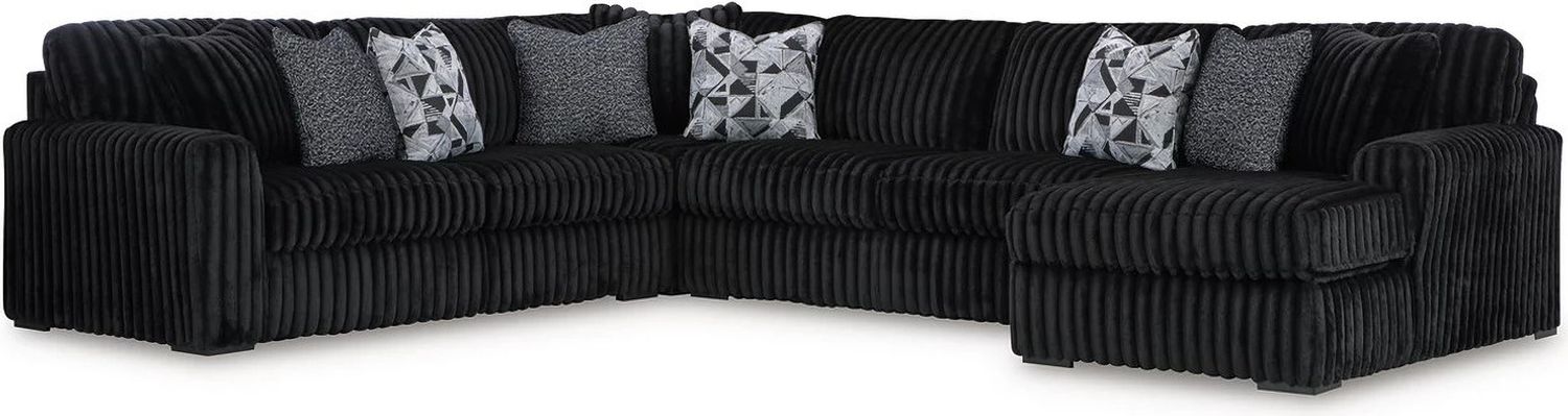 Midnight-Madness 4-Piece Sectional With RAF Chaise In Onyx 98103S3