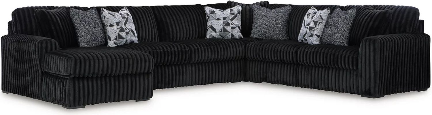 Midnight-Madness 4-Piece Sectional With LAF Chaise In Onyx 98103S4