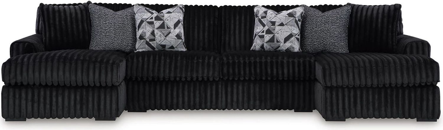 Midnight-Madness 3-Piece Sectional With Chaise In Onyx 98103S5
